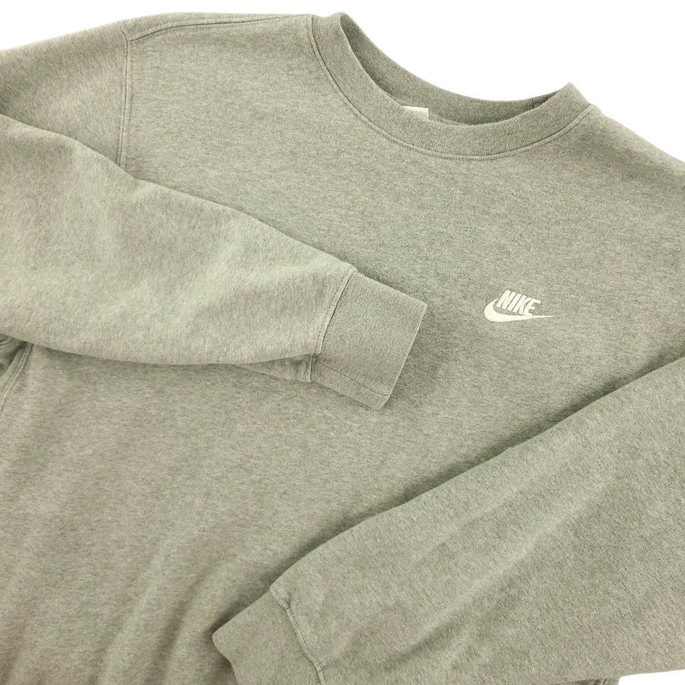 Nike Sweatshirt Mens L Gray Fleece Crewneck‎ Pullover Small Swoosh Logo Casual